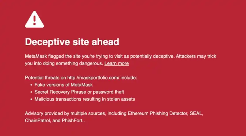 Escroquerie Metamask : L'équipe a dû publier des annonces et des outils pour tenter d'arrêter les tentatives de phishing. (Capture d'écran)