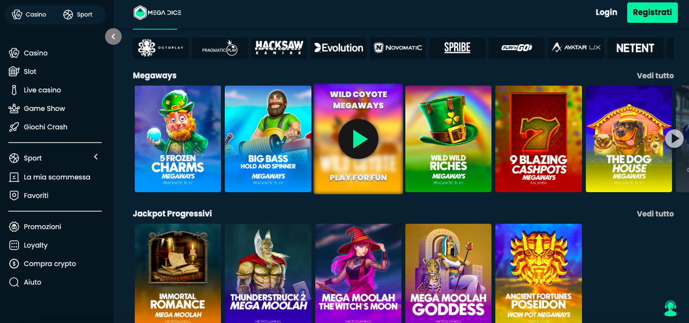 casino senza registrazione mega dice