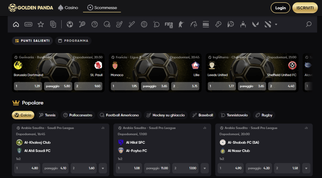 golden panda scommesse