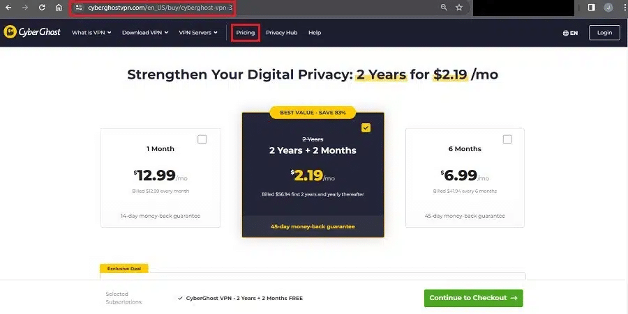 CyberGhostVPNのプランと価格
