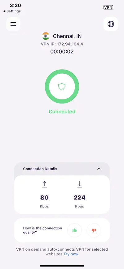 iOSでPureVPNに接続する