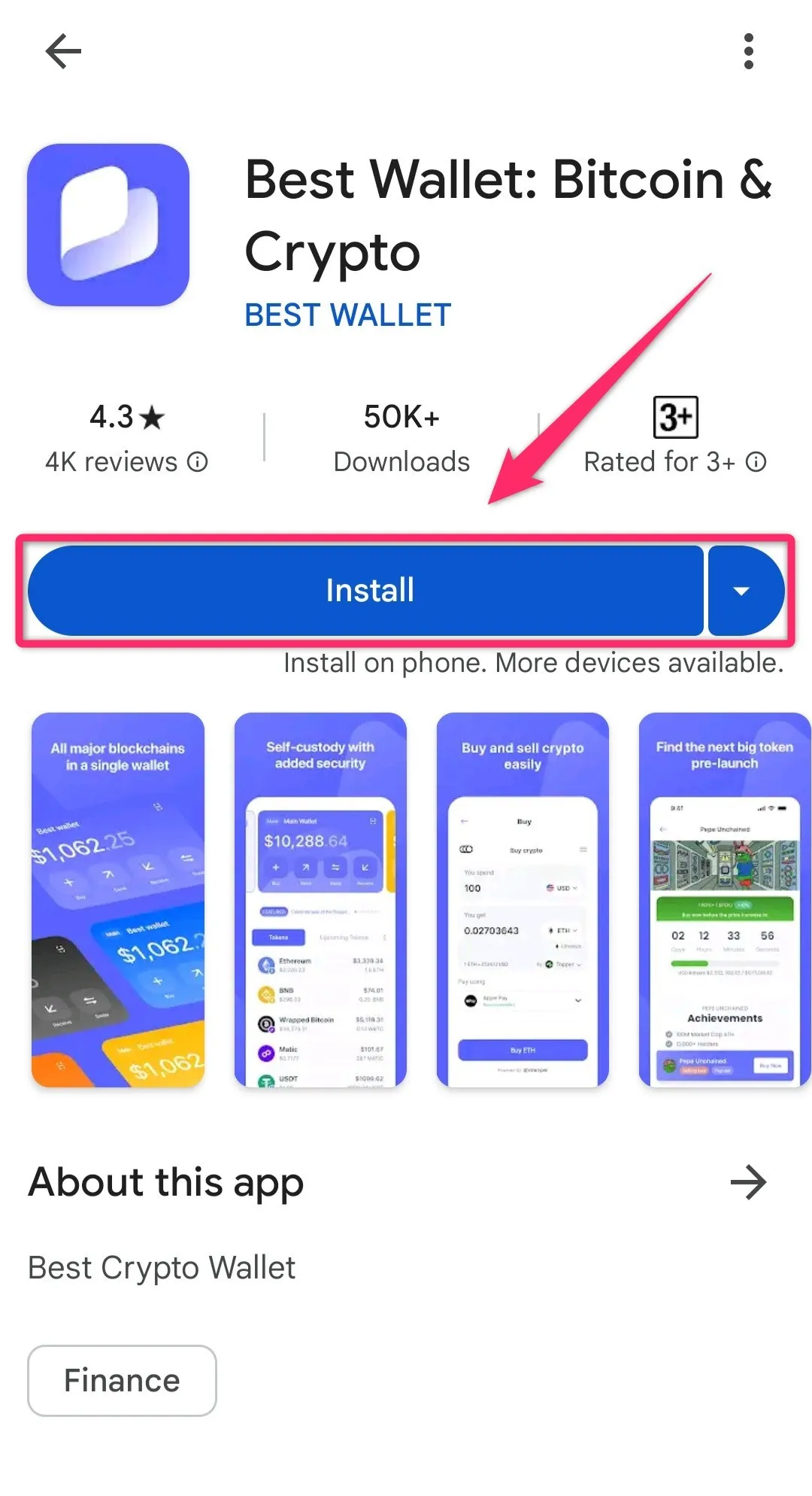 Best Wallet Token（BEST）のGoogle Play画面