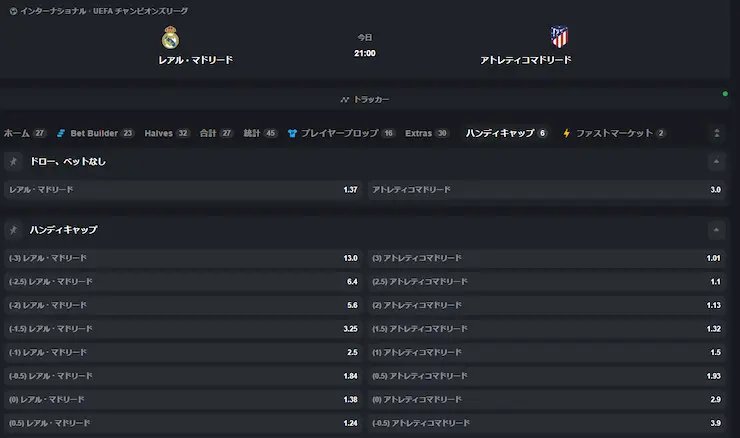 サッカー ハンディキャップ