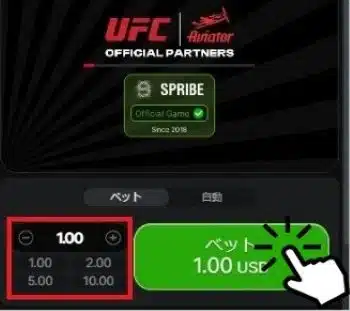 クラッシュゲームでの賭け方