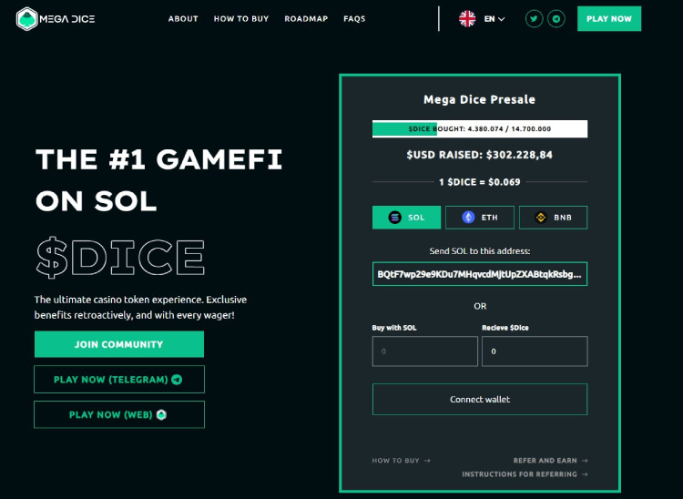 Mega dice token, beste Solana airdrop