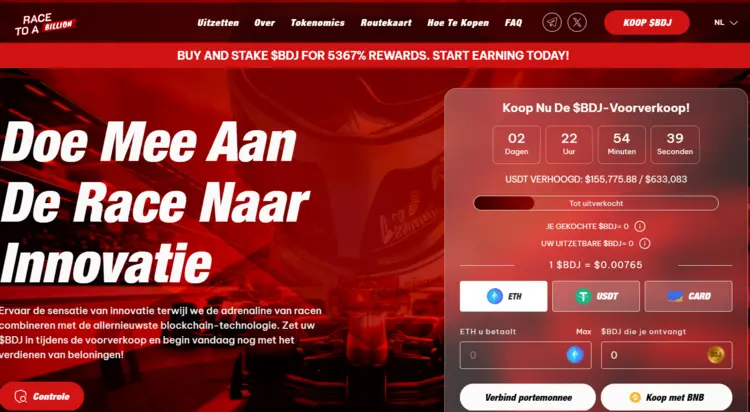Welke crypto kopen als Formule 1 wedden liefhebber - Race to a Billion token
