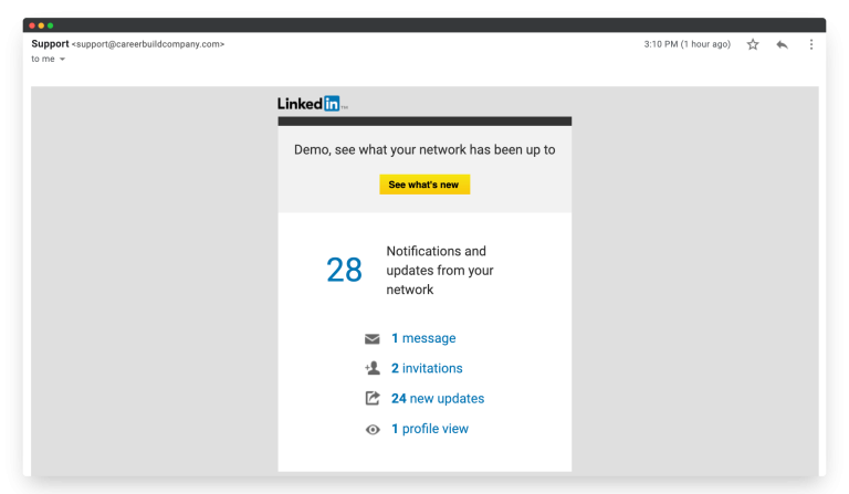 LinkedIn Phishing Email Voorbeeld