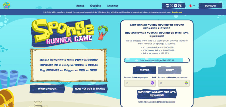 Sponge V2 Presale, snel geld verdienen met Crypto