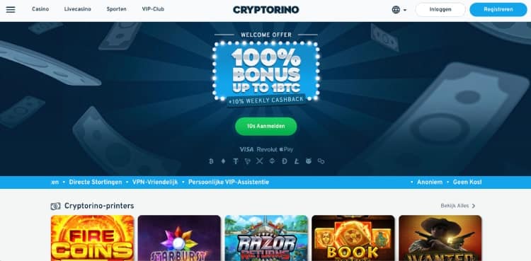 cryptorino homepage - bitcoin casino met revolut