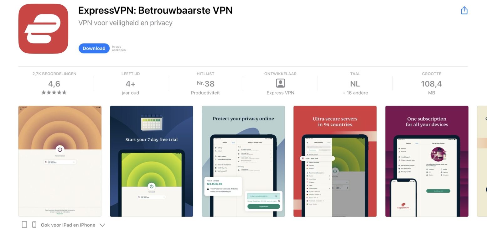 Officiële VPN app van ExpressVPN