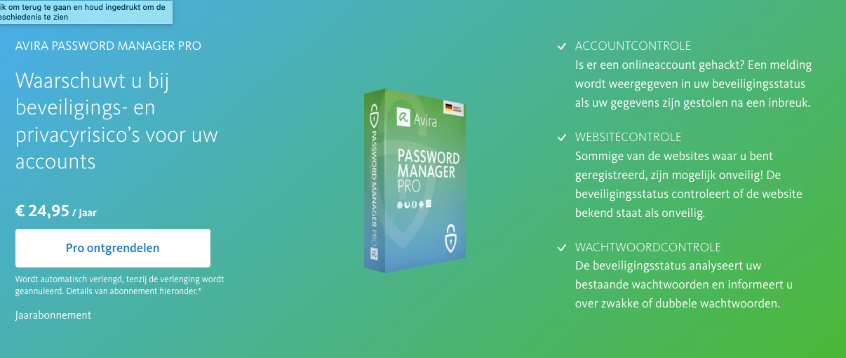 goede wachtwoordmanager van avira ww