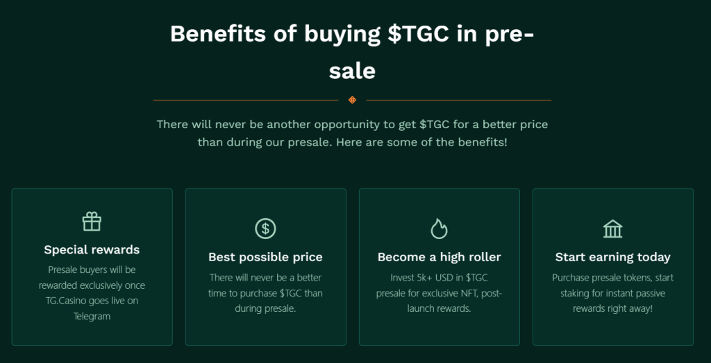 TG.Casino presale voordelen
