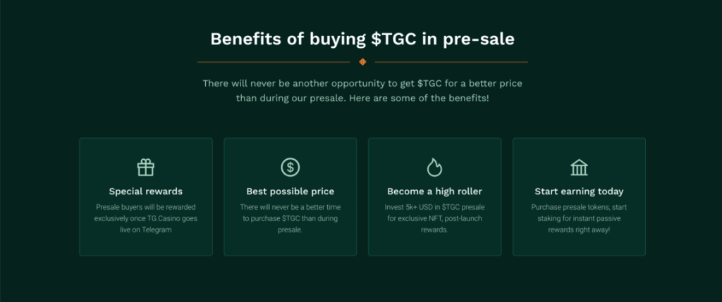 TG Casino presale voordelen