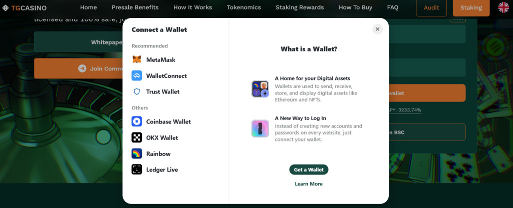 TG.Casino verbind wallet