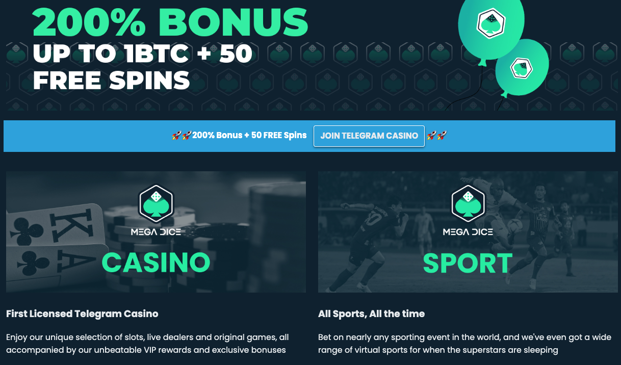 mega dice telegram casino - homepage
