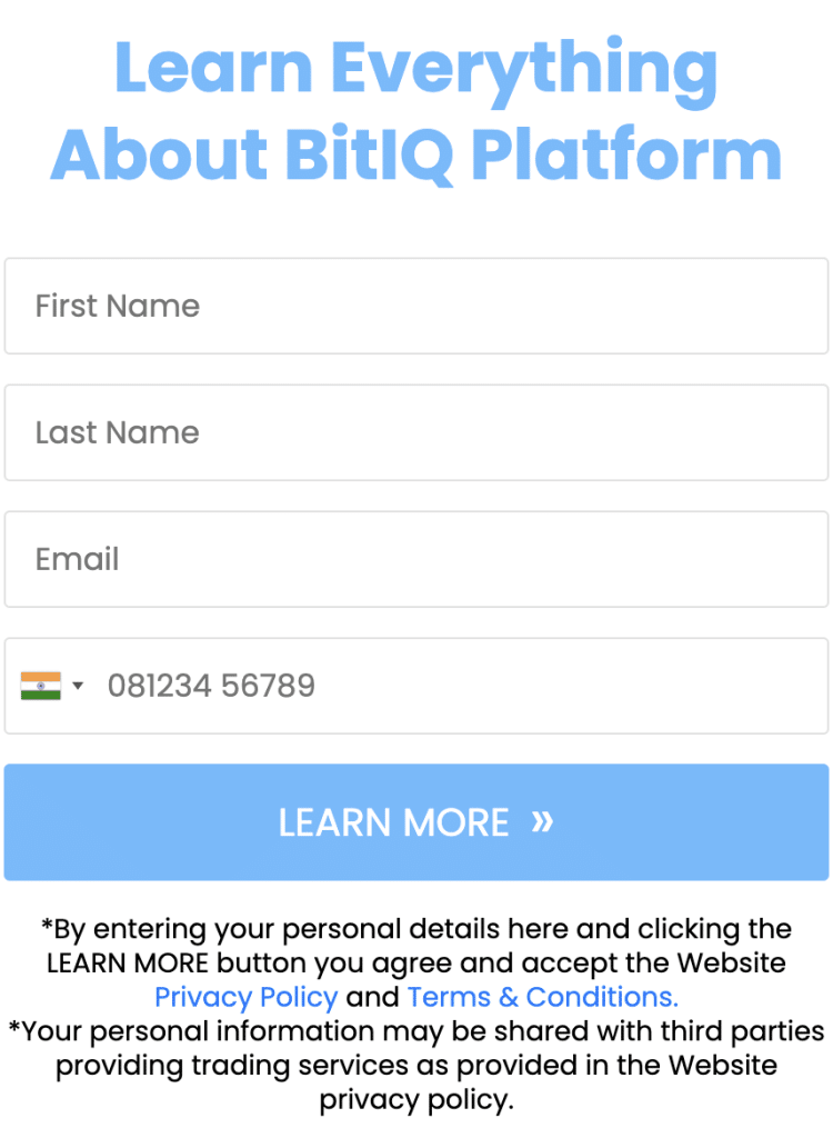 account aanmaken BitIQ app