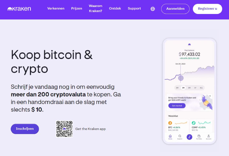 Kraken Bitcoin kopen met PayPal