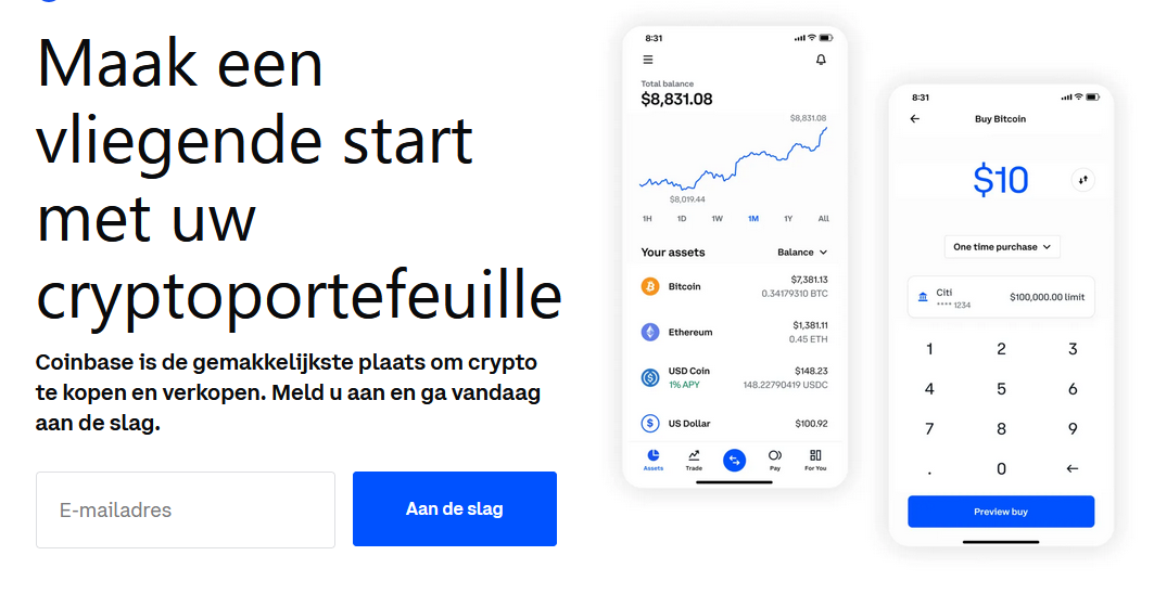 coinbase startpagina