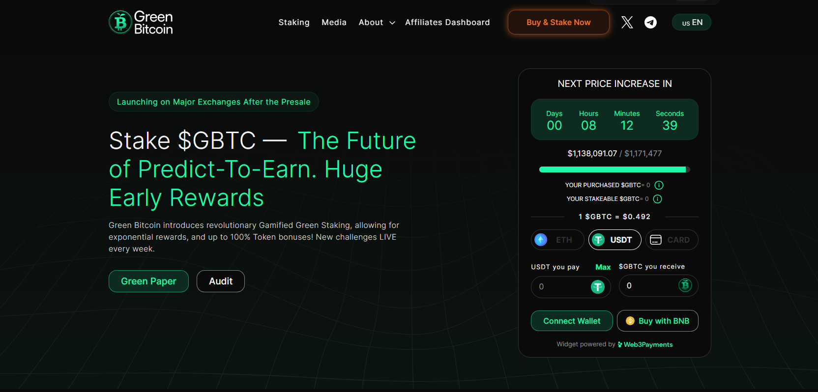 Green Bitcoin homepage