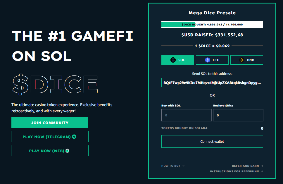 Mega Dice koers verwachting presale