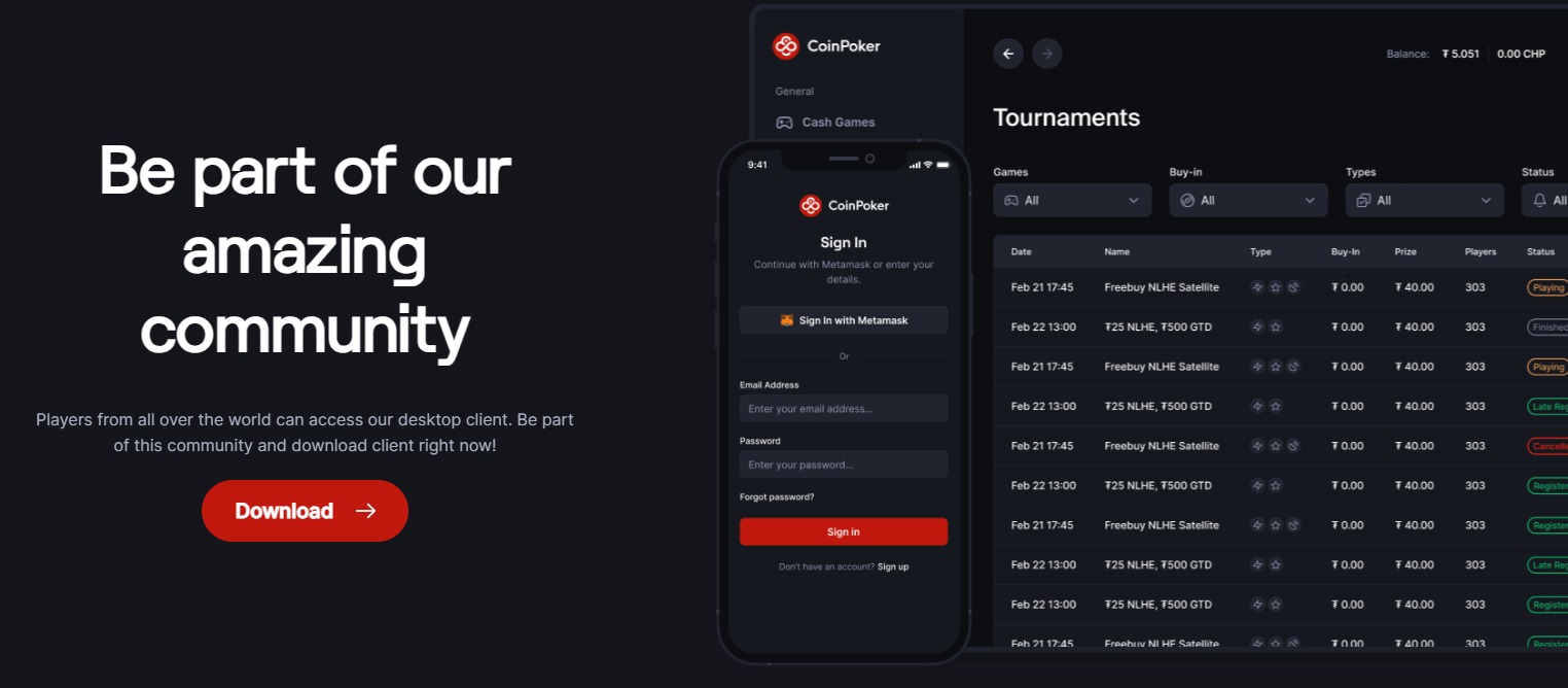 coinpoker interface online pokeren voor echt geld