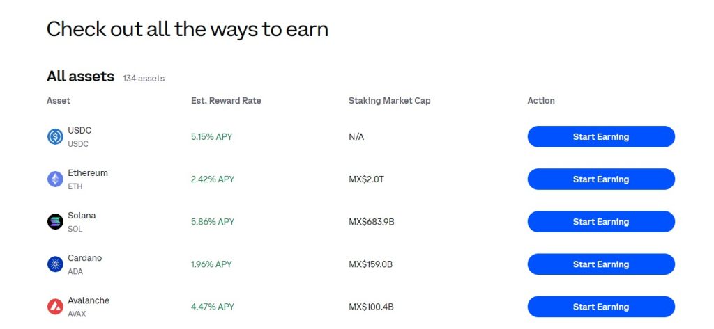 coinbase overzicht crypto staking platform