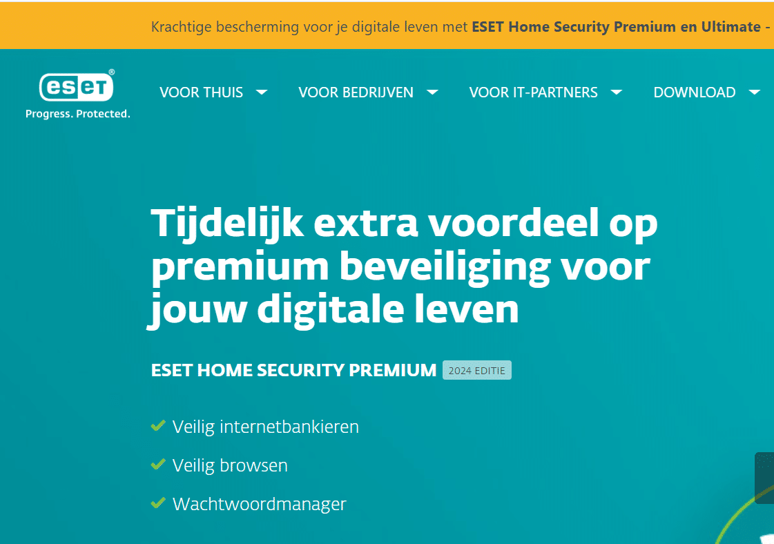 ESET antivirus homepagina