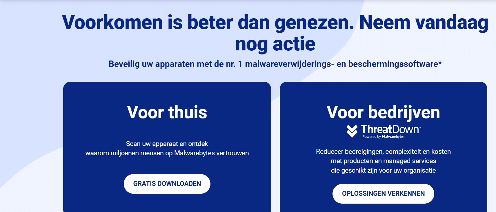 Malwarebytes antivirus homepagina