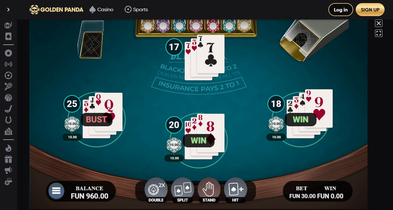 golden panda review blackjack