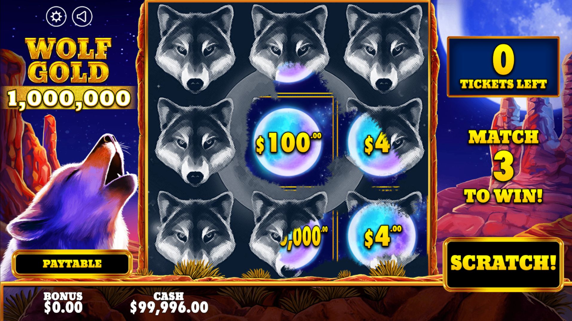 Online krasloten: Wolf Gold Scratch.