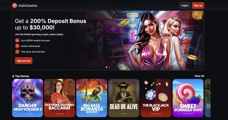 Skjermbilde av CoinCasino online casino nettsider