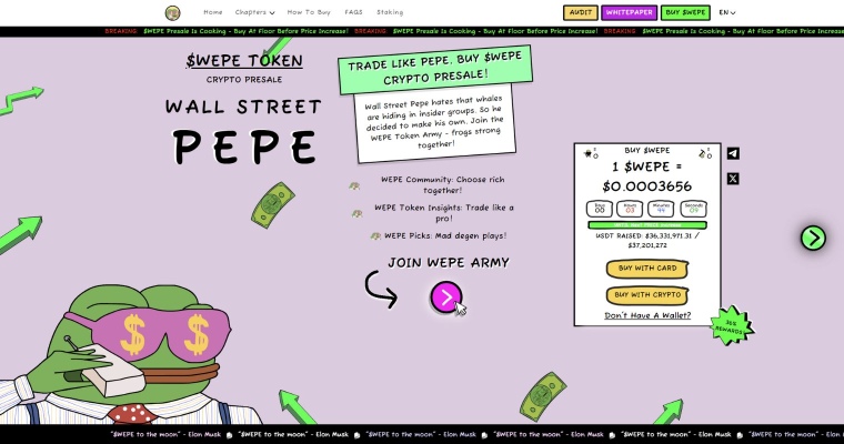 Skjermbilde av Wall Street Pepe (WEPE) krypto