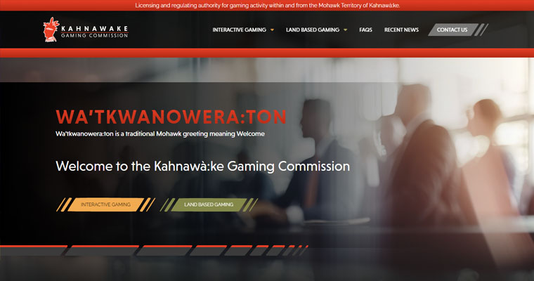 Kahnawake Gaming Commission nettside