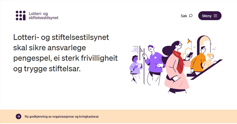 Lotteri- og stiftelsestilsynet nettside