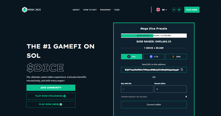 Dice token nettside