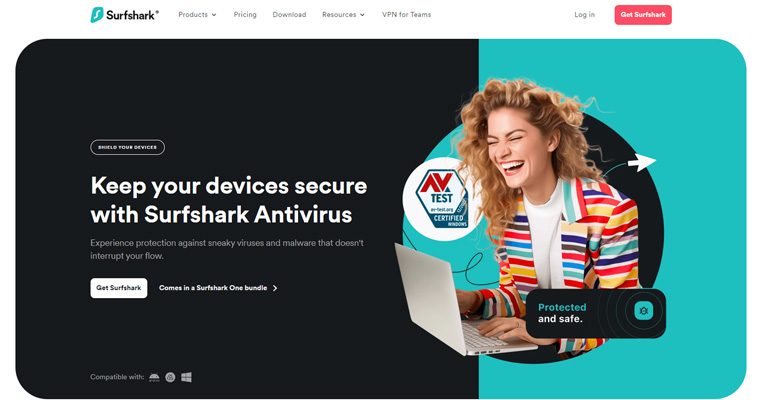 SurfShark antivirus nettside