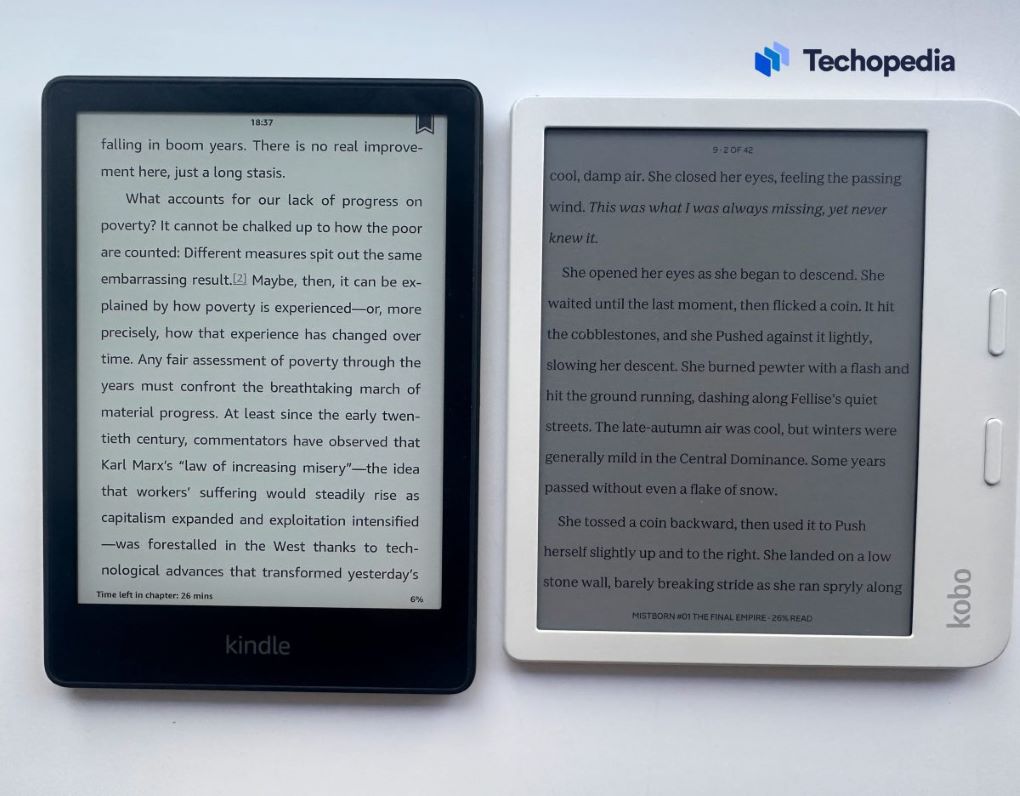 Kindle Paperwhite 5 vs. Kobo Libra Farge: lysstyrke 0, varme/naturlig lys 0