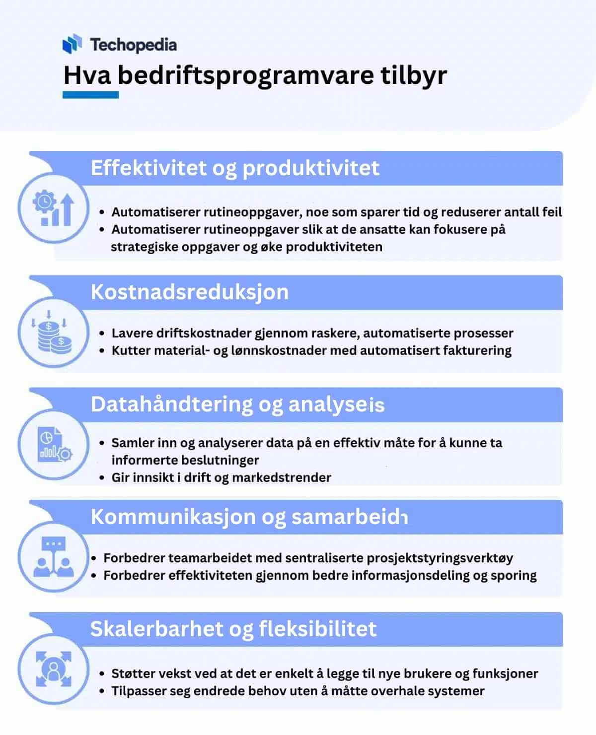 Sentrale fordeler business software tilbyr bedriften skjematisk fremlagt