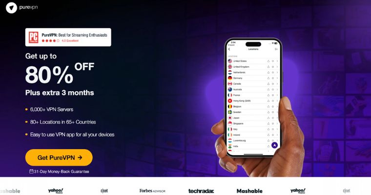 PureVPN forside