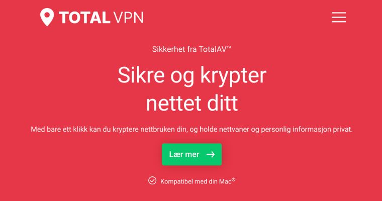 Total VPN nettside