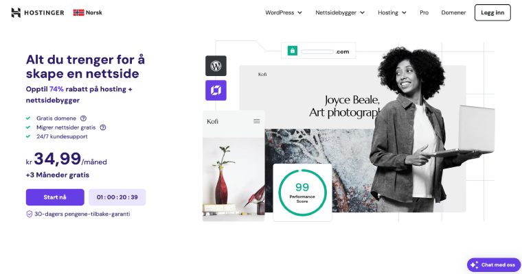 Hostinger webhotell hjemmeside