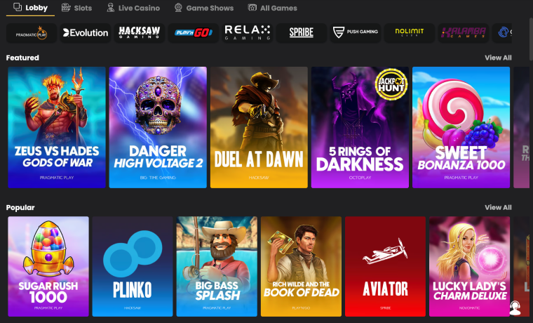 Spillutvalg hos Lucky Block Casino