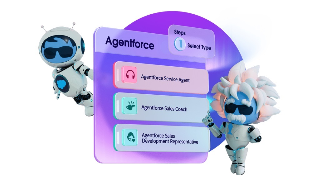 Agentforce er en del av Salesforce, og bygger via naturlig språk. (Agentforce)
