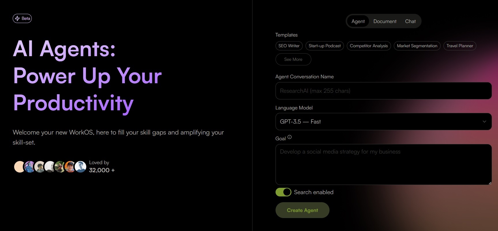 AIAgent.app har en rekke modeller å velge mellom. (AIAgent.app)