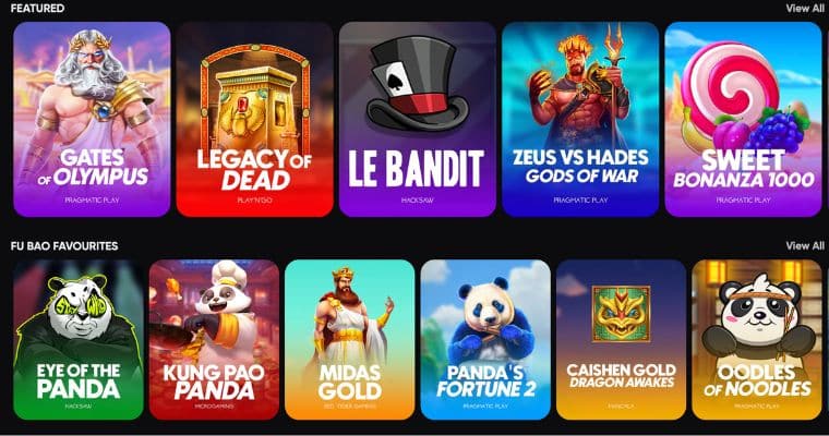 Golden Panda Casino spillutvalg