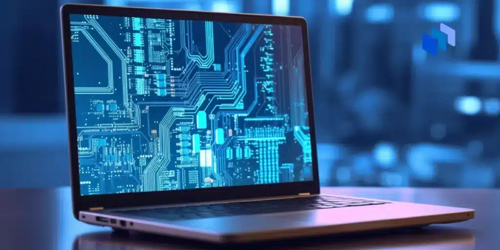 laptop z aplikacją szpiegowską na ekranie