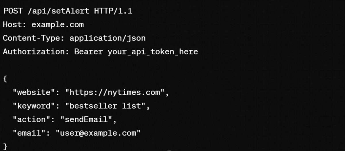 API-anrop som begär en avisering när New York Times publicerar en ny bästsäljarlista.