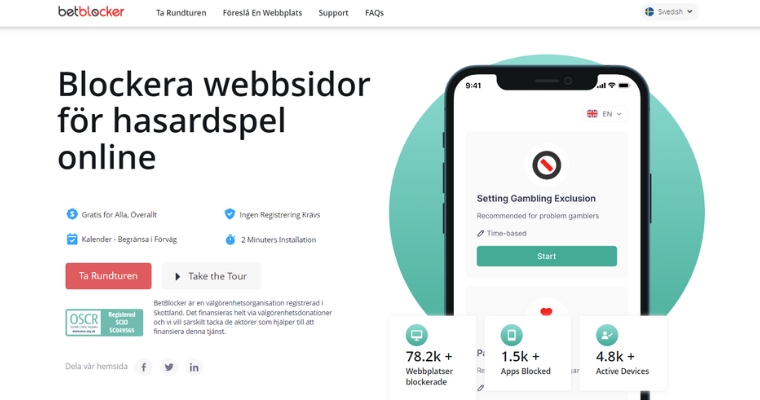 Betblocker hemsida för svenska spelare.