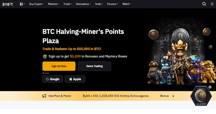 Hemsida för Bybit kryptobörs