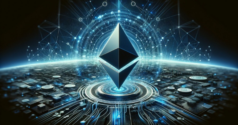 Futuristisk bild av Ethereum logon